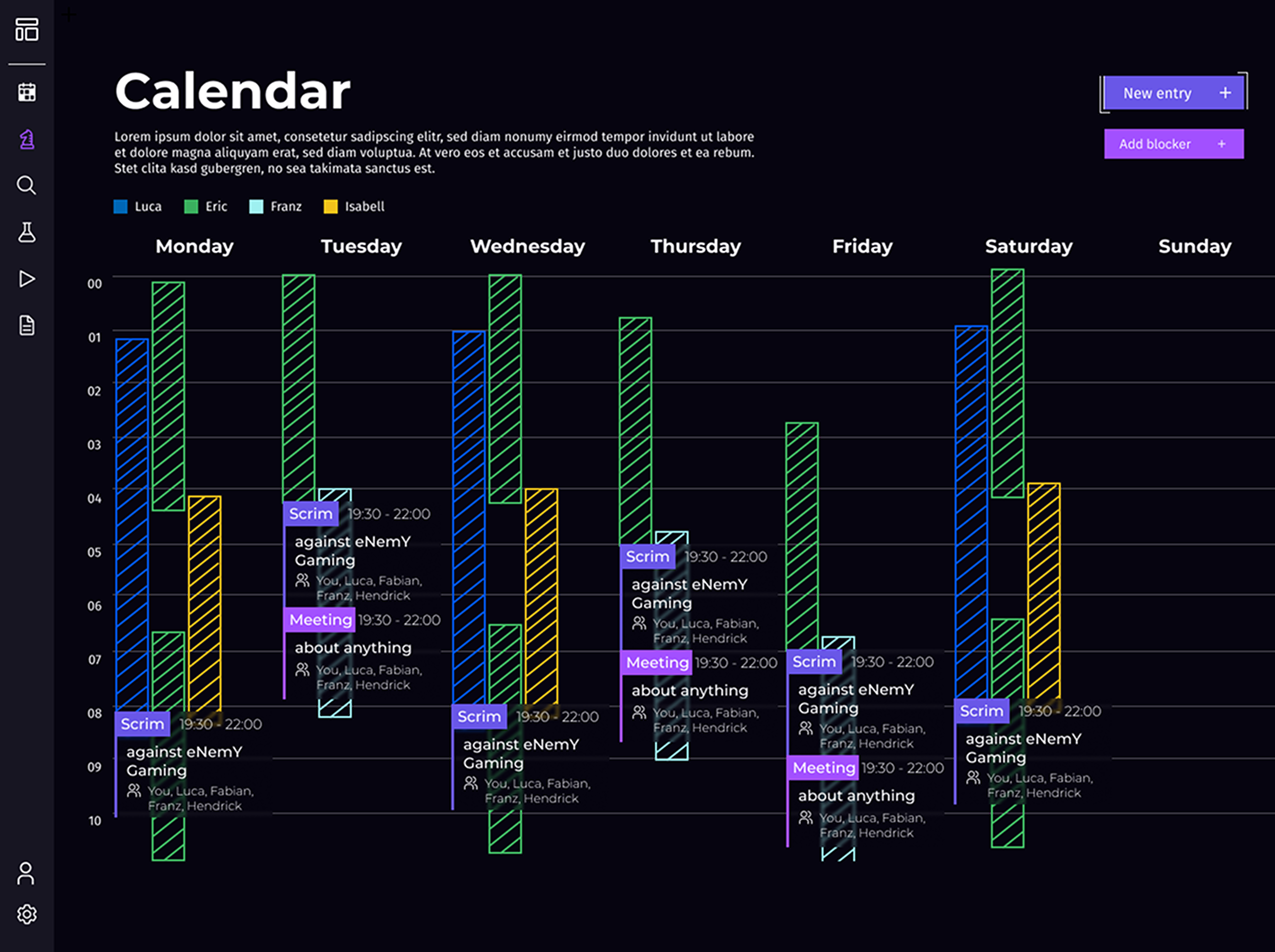Calendar experience mockup